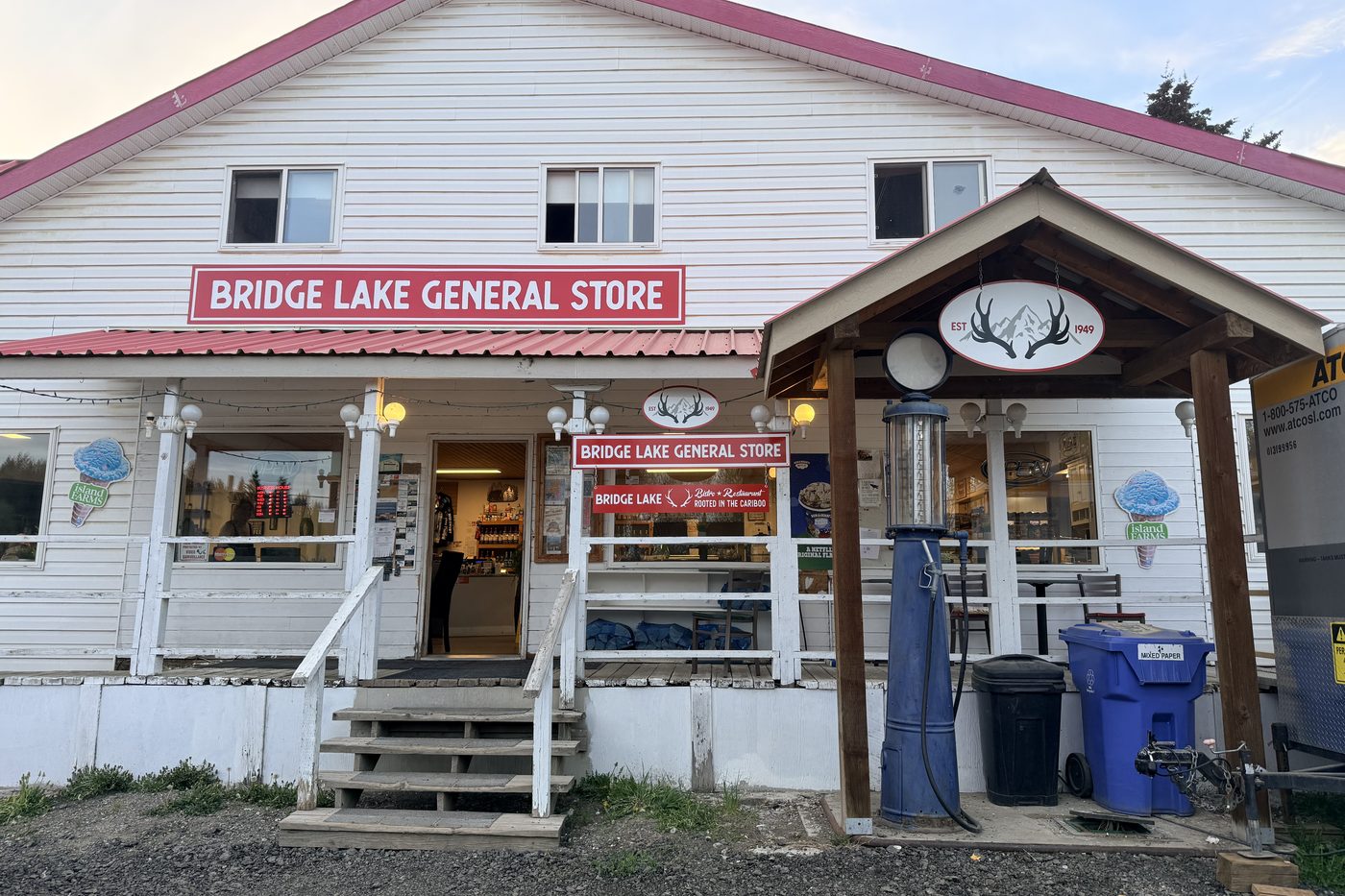 Exterior signage on the Bridge Lake General Store.